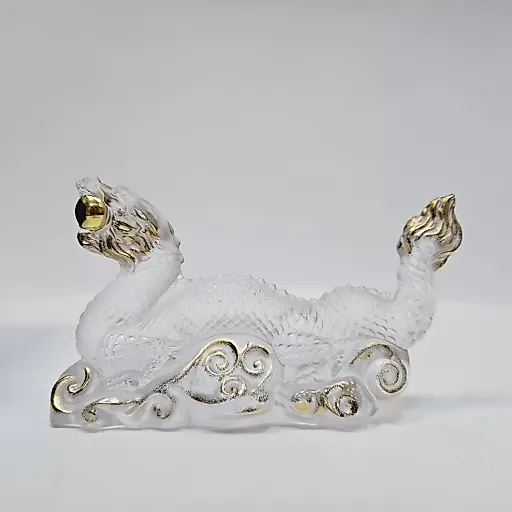 Статуэтка Дракон хрусталь с позолотой - View 4