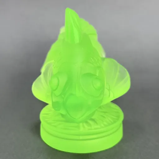 Gold Fish из вазелинового уранового стекла дизайн 1930г. Г. Хоффманн Чехия 21 в - View 5