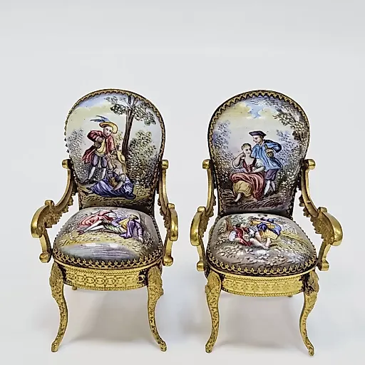 Набор - миниатюра мебели из венской бронзы, 1890-95гг - View 4