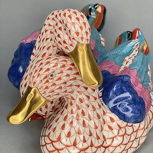 Фигура пара уток-мандаринок Herend 1960-70гг Венгрия - View 6