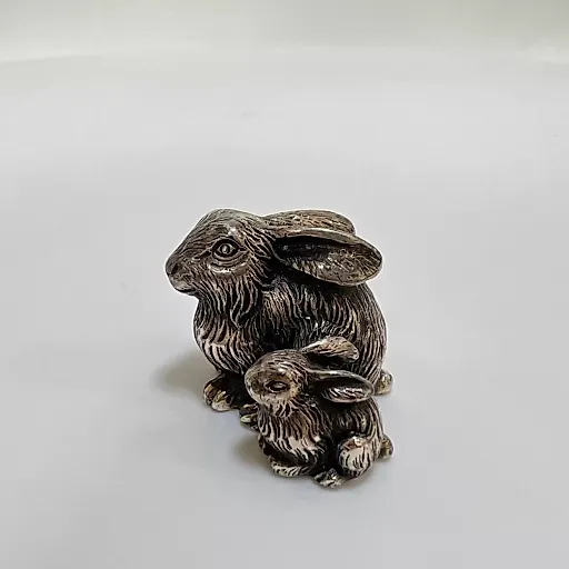 Фигурка серебро Зайчик и заяц - View 2