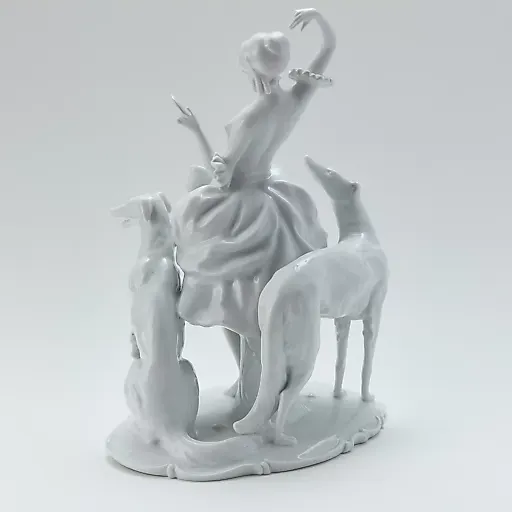 Старинная скульптурная группа "Девушка Клара с борзыми" - View 4