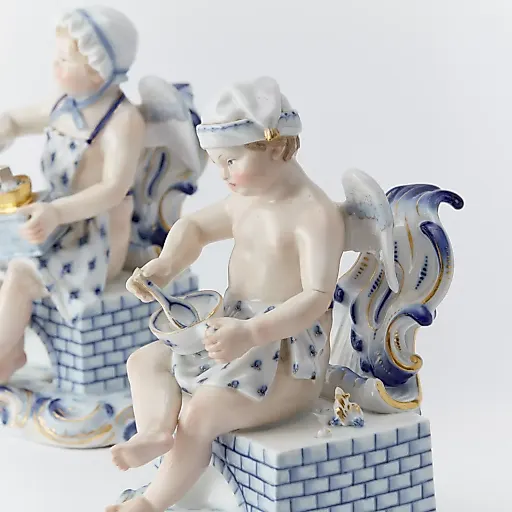 Пара редких статуэток с ручной росписью - View 5