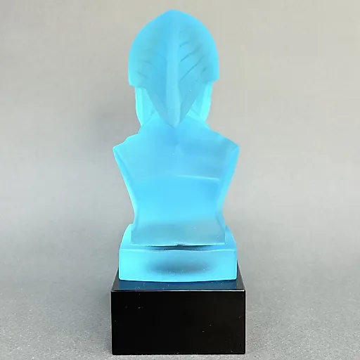 Коллекционное пресс-папье статуэтка-маскот Гонщик для капота ретро-авто в стиле Артдеко аквамариновое вазелиновое урановое стекло модель Г.Хоффманн 1930е г Чехия 21 - View 6