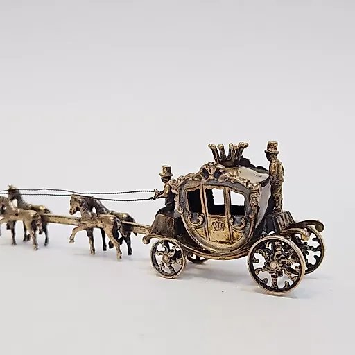 Миниатюра королевская карета с короной, с 6 лошадьми - View 7