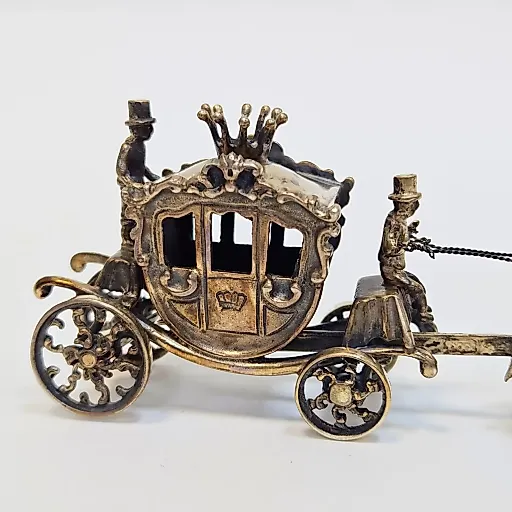 Миниатюра королевская карета с короной, с 6 лошадьми - View 4