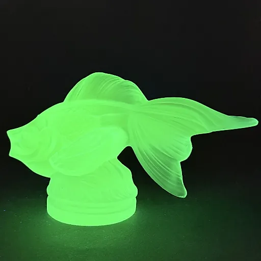 Gold Fish из голубого аквамаринового уранового стекла дизайн 1930г. Г. Хоффманн Чехия 21 в - View 2