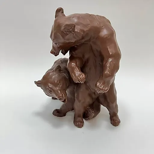 Фигурка 2 медведя из коричневого бурого фарфора 1905 г - View 3