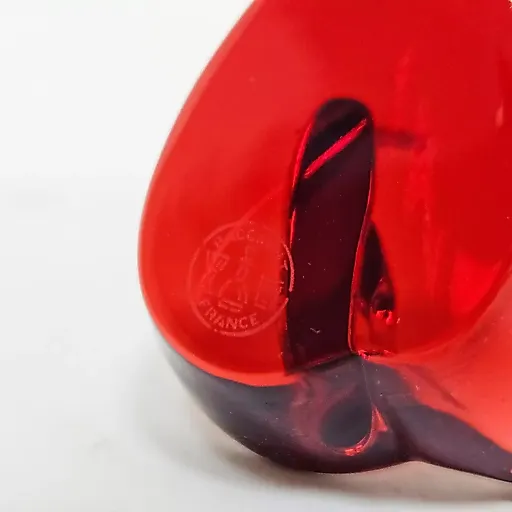 Красное хрустальное сердце пресс-папье с латунной улиткой - View 7