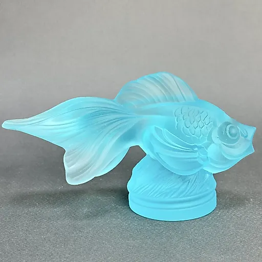 Gold Fish из голубого аквамаринового уранового стекла дизайн 1930г. Г. Хоффманн Чехия 21 в - View 4