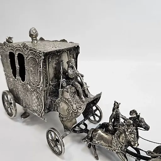 Королевский экипаж карета с кучером 6 лошадей серебро - View 5