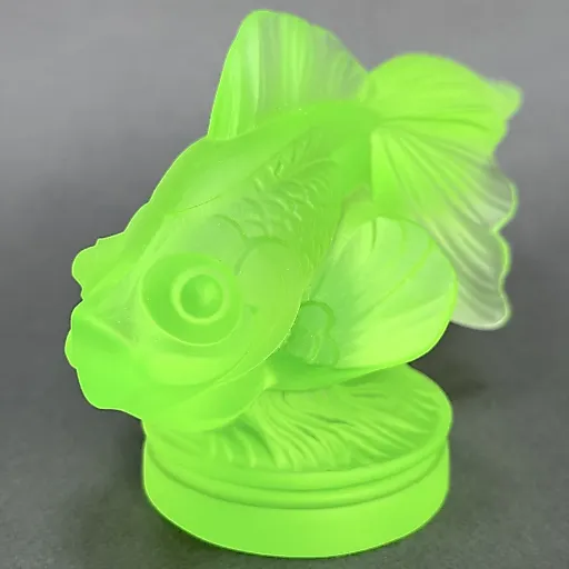 Gold Fish из вазелинового уранового стекла дизайн 1930г. Г. Хоффманн Чехия 21 в - View 2