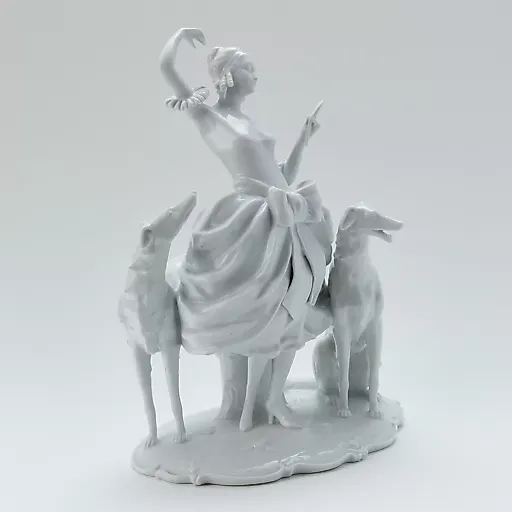 Старинная скульптурная группа "Девушка Клара с борзыми" - View 2