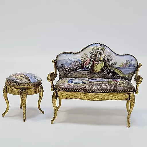 Набор - миниатюра мебели из венской бронзы, 1890-95гг - View 9