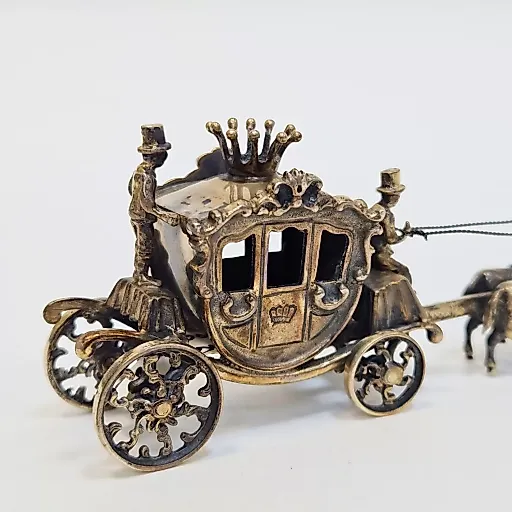 Миниатюра королевская карета с короной, с 6 лошадьми - View 2
