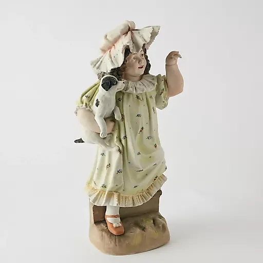 Старинная статуэтка "Девочка с собакой" - View 2