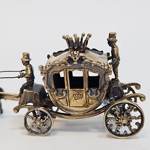 Миниатюра королевская карета с короной, с 6 лошадьми - View 5