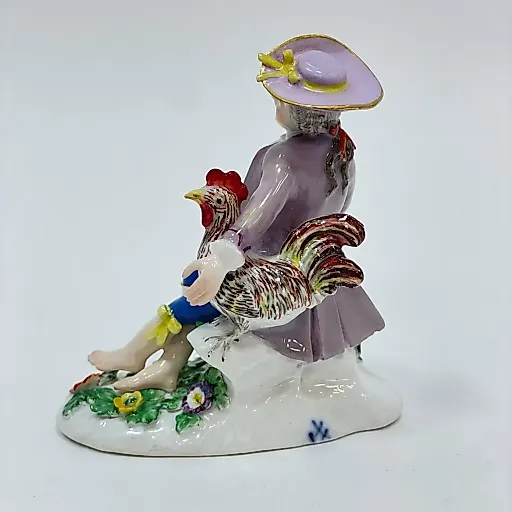 Коллекционная редкая статуэтка Юноша с петухом 1750-1755 - View 3