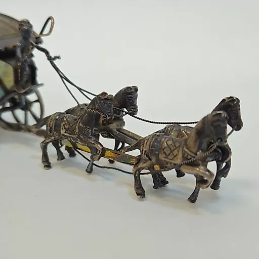 Статуэтка Парадная повозка, запряженная лошадьми Европа, середина 20в серебро - View 10