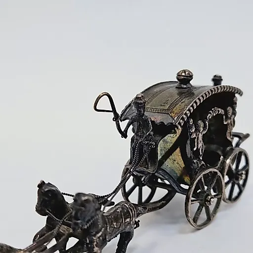Статуэтка Парадная повозка, запряженная лошадьми Европа, середина 20в серебро - View 5
