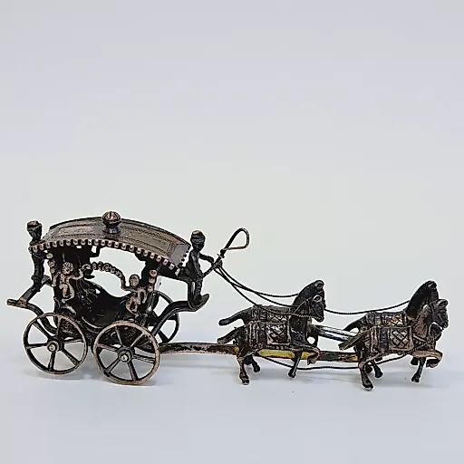 Статуэтка Парадная повозка, запряженная лошадьми Европа, середина 20в серебро - View 3