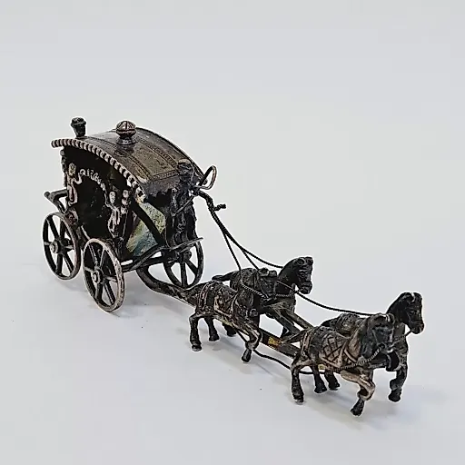 Статуэтка Парадная повозка, запряженная лошадьми Европа, середина 20в серебро - View 2