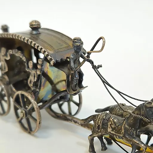 Статуэтка Парадная повозка, запряженная лошадьми Европа, середина 20в серебро - View 12
