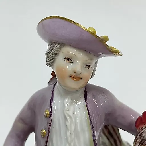 Коллекционная редкая статуэтка Юноша с петухом 1750-1755 - View 4