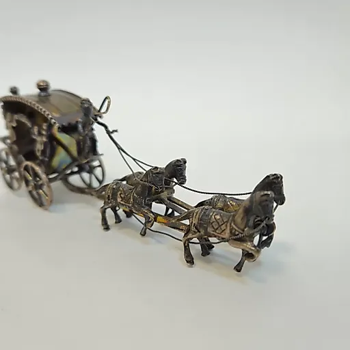Статуэтка Парадная повозка, запряженная лошадьми Европа, середина 20в серебро - View 9