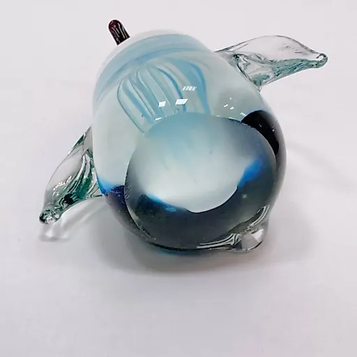 Пингвин из цветного стекла с медузой из голубого стекла внутри Murano 20 век - View 6
