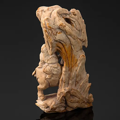 Статуэтка "Встреча старца и молодого монаха", талькохлорит (мыльный камень), резьба, Азия, 1950-1980 гг. - View 3