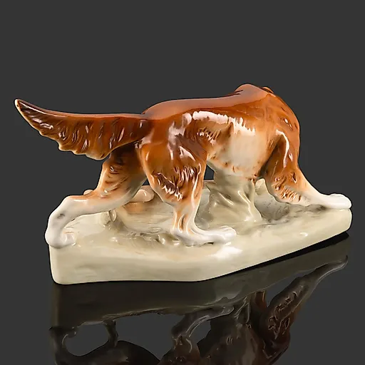 Фарфоровая статуэтка "Собака с дичью" от Royal Dux, Чехословакия, 1918-1945 гг. - View 2