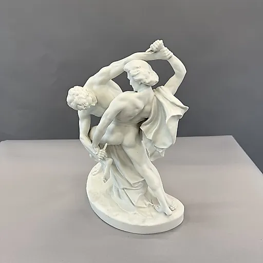 Антикварная фарфоровая статуэтка «Скандинавские борцы», Германия - View 3