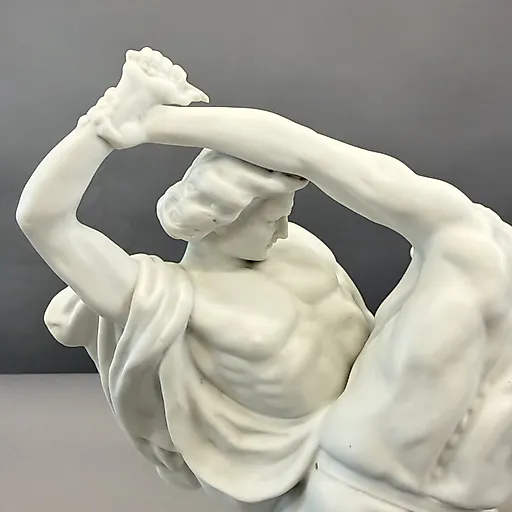 Антикварная фарфоровая статуэтка «Скандинавские борцы», Германия - View 4