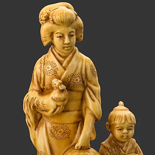 Фаянсовая статуэтка "Птичница" с росписью, Япония, первая половина XX века - View 2