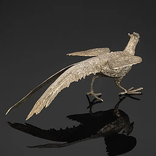 Серебряная статуэтка фазана из металла, Западная Европа, конец XX века - View 2