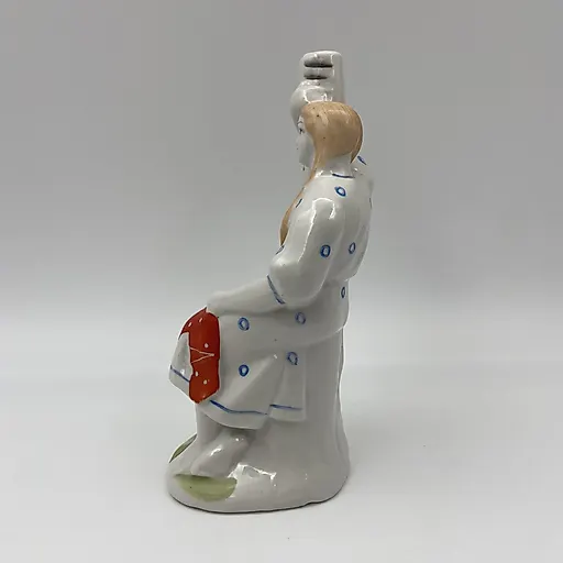 Фарфоровая статуэтка «Девушка у березы» с росписью, Бронницкий завод «Возрождение», СССР, 1960-1980 гг. - View 2