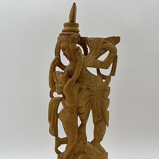 Резная деревянная статуэтка Радха и Кришна, индийская скульптура 1970-1990 гг. - View 2