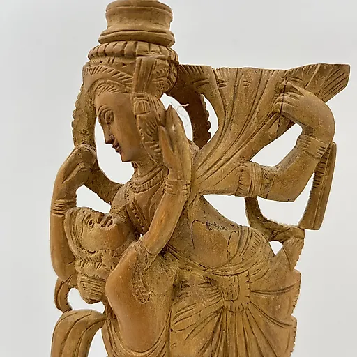 Резная деревянная статуэтка Радха и Кришна, индийская скульптура 1970-1990 гг. - View 3