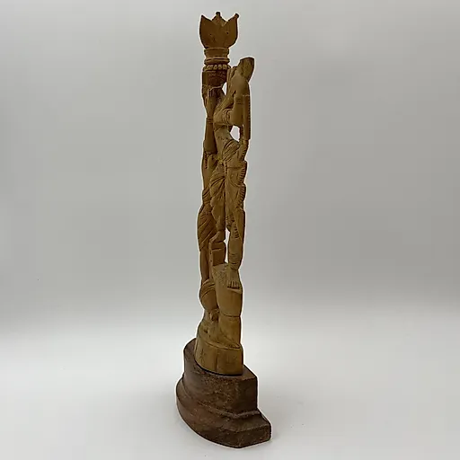 Резная деревянная статуэтка Радха и Кришна, индийская скульптура 1970-1990 гг. - View 6