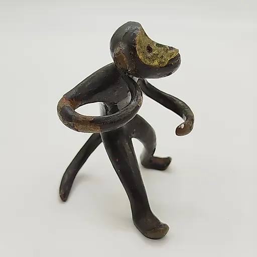 Золочёная статуэтка-держатель для специй "Обезьяна" с гравировкой, СССР, 1969 - View 2