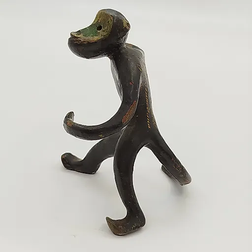 Золочёная статуэтка-держатель для специй "Обезьяна" с гравировкой, СССР, 1969 - View 3