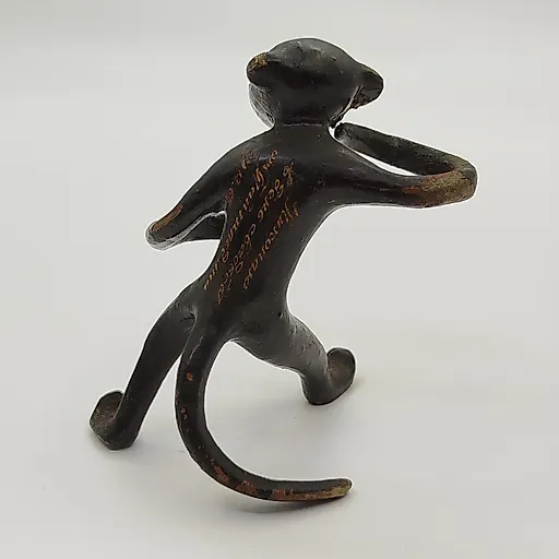 Золочёная статуэтка-держатель для специй "Обезьяна" с гравировкой, СССР, 1969 - View 4