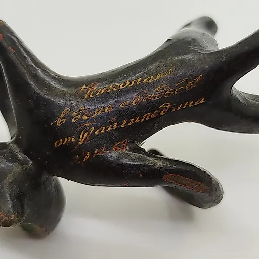 Золочёная статуэтка-держатель для специй "Обезьяна" с гравировкой, СССР, 1969 - View 6