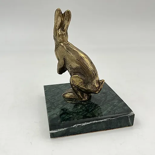 Бронзовая статуэтка зайца на змеевиковом основании, современная Россия - View 3
