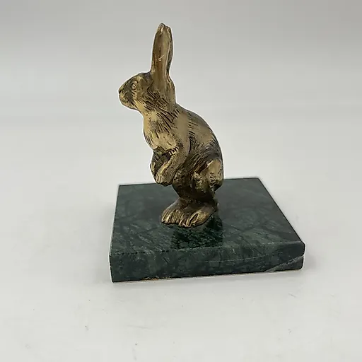 Бронзовая статуэтка зайца на змеевиковом основании, современная Россия - View 4