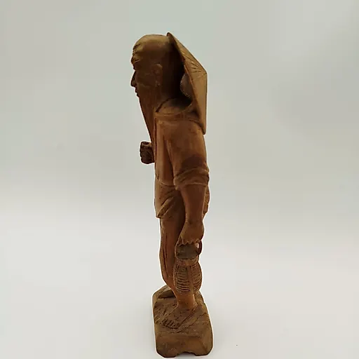 Резная деревянная статуэтка "Восточный старец с корзиной", Азия, середина XX века - View 3