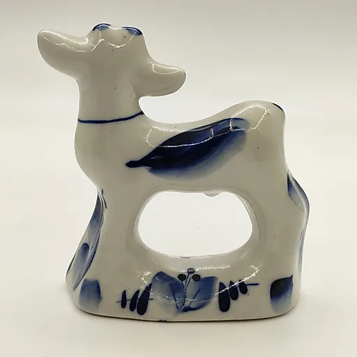 Фарфоровая статуэтка «Козлёнок с колокольчиком», Речицкий завод (Гжель), СССР, 1970-е - View 4