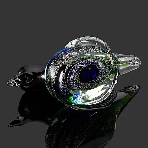 Стеклянная статуэтка "Утка" в гутной технике с серебряным листом, Мурано, Италия, 1970-1990 гг. - View 3