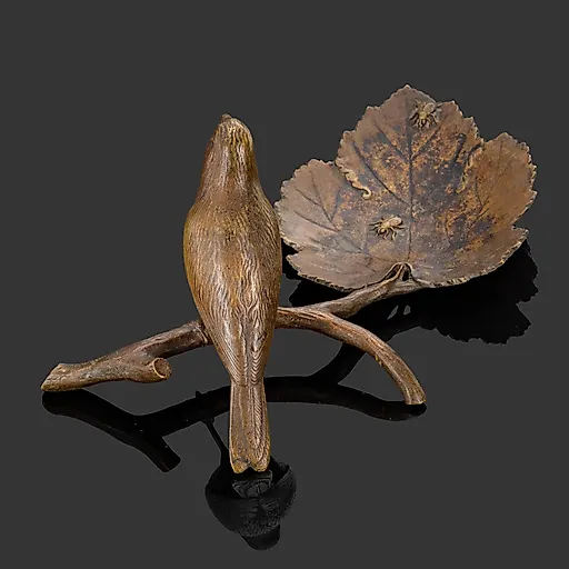 Латунная статуэтка-визитница "Птица на ветке" авторства J. Martens, Западная Европа, 1920-1950 гг. - View 2